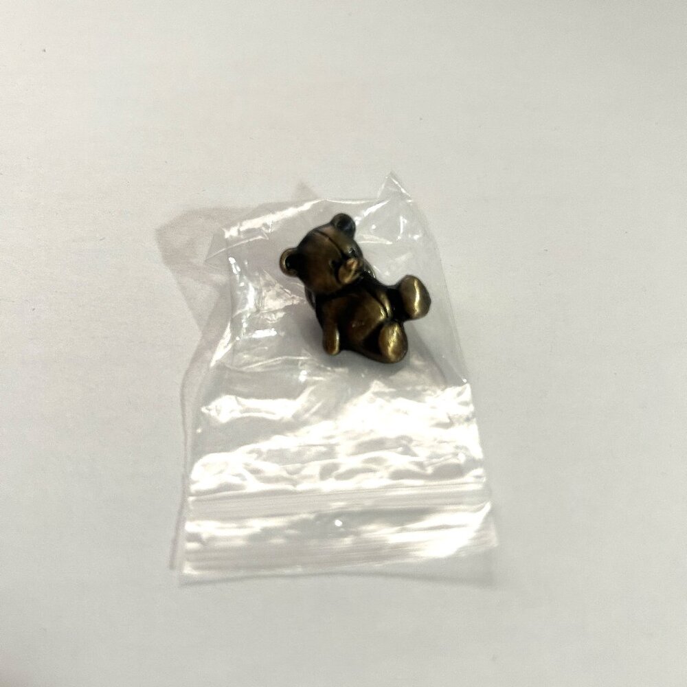 Pinmart Teddy Bear Metal Backed Antique Gold Finish
